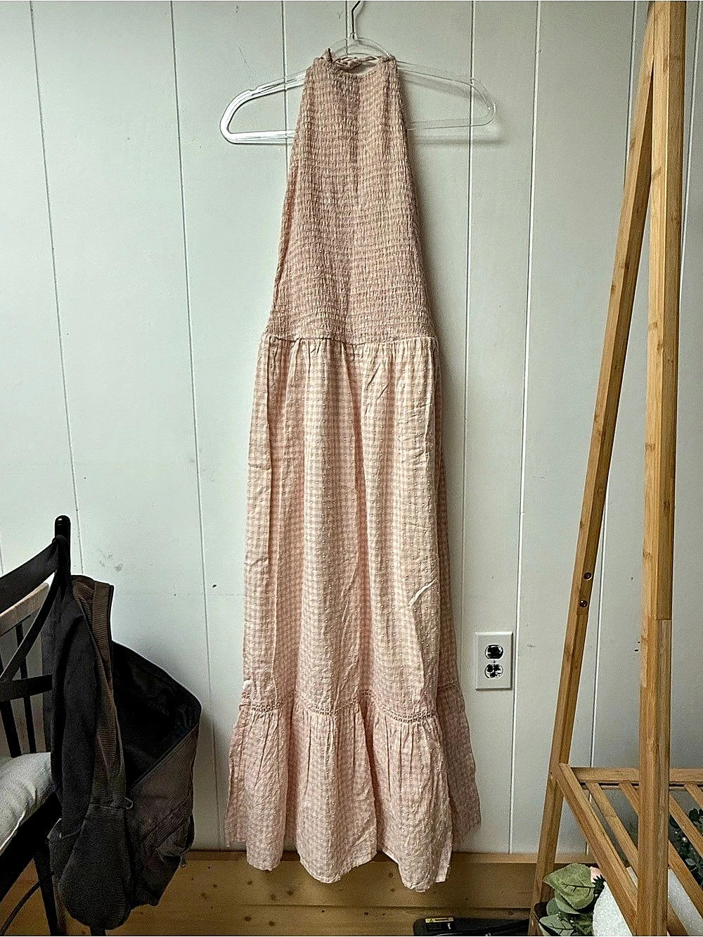 NWT And Now This Dress Gingham Maxi Dress in Pink & White Size Small